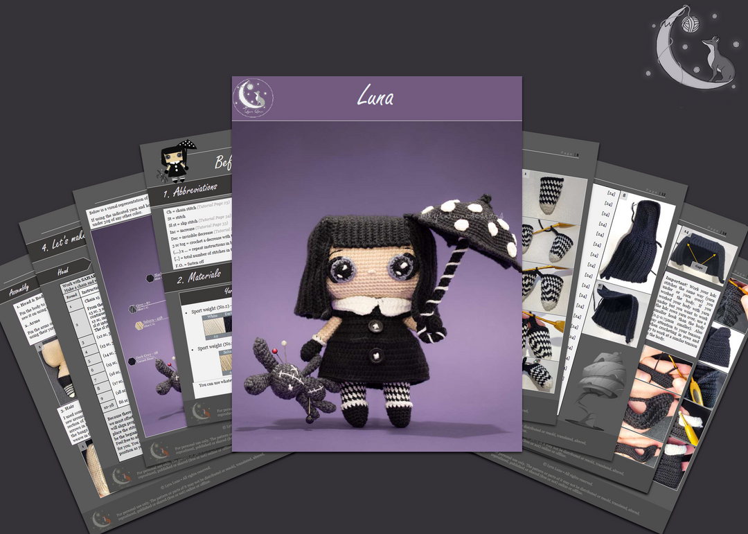 Luna the Gothic Doll • PDF Amigurumi Pattern