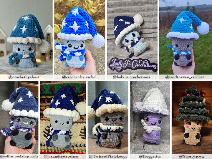 Christmas Mushrooms • PDF Easy Low Sew Amigurumi Pattern