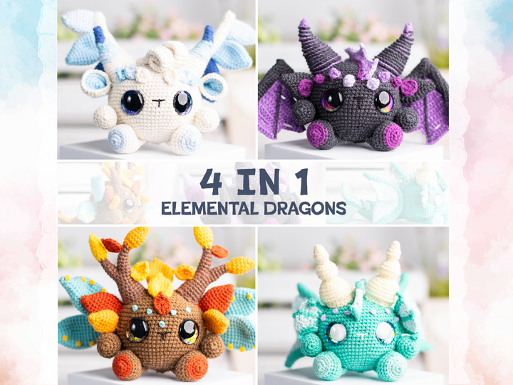 Elemental Dragons Bundle • PDF Amigurumi Pattern