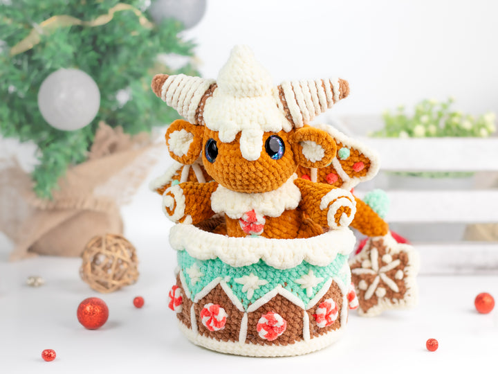 Gingerbread Dragon • PDF Easy Amigurumi Pattern