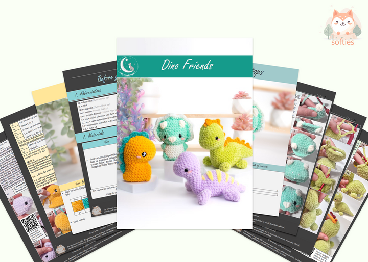 Dino Friends Bundle • PDF Easy No Sew Amigurumi Pattern
