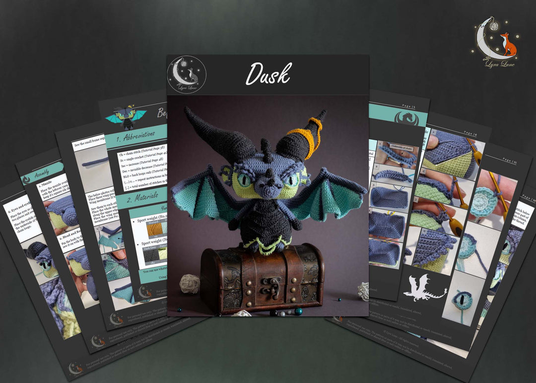 Dusk the Dragon • PDF Amigurumi Pattern