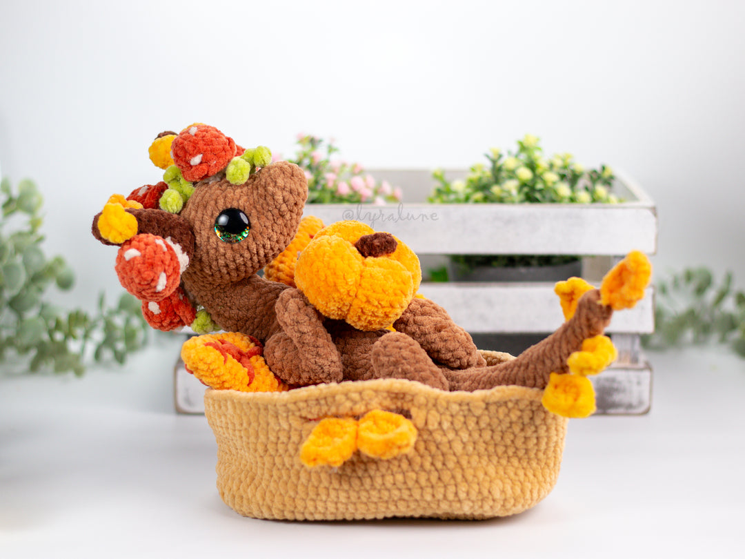 Autumn Dragon in a Basket • PDF Easy Amigurumi Pattern