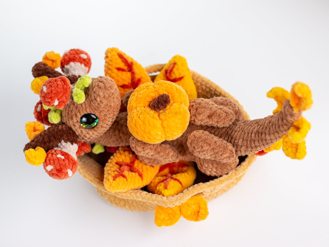 Autumn Dragon in a Basket • PDF Easy Amigurumi Pattern