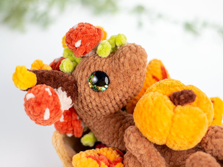 Autumn Dragon in a Basket • PDF Easy Amigurumi Pattern