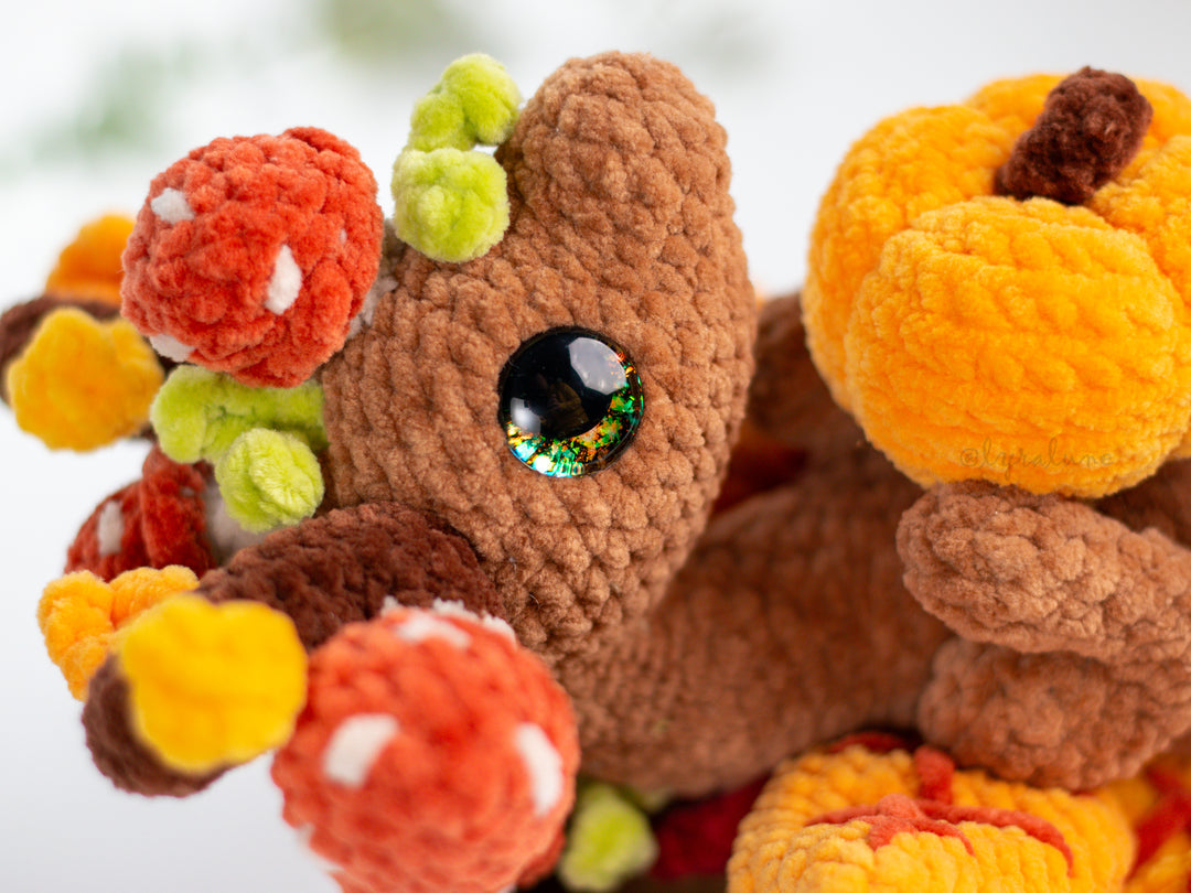 Autumn Dragon in a Basket • PDF Easy Amigurumi Pattern