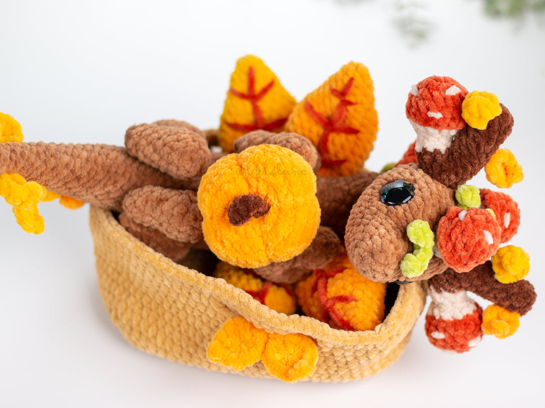 Autumn Dragon in a Basket • PDF Easy Amigurumi Pattern