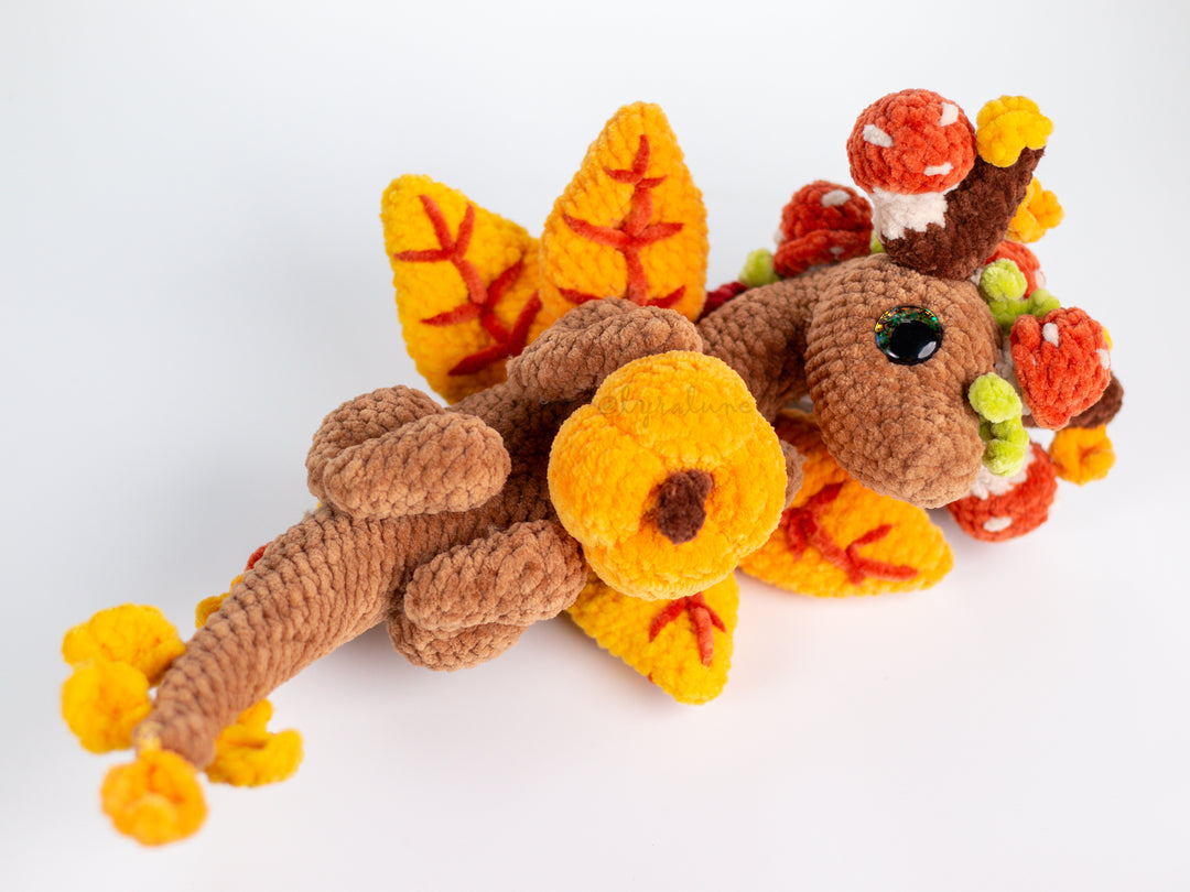 Autumn Dragon in a Basket • PDF Easy Amigurumi Pattern