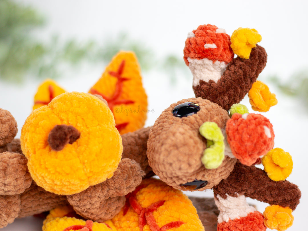 Autumn Dragon in a Basket • PDF Easy Amigurumi Pattern