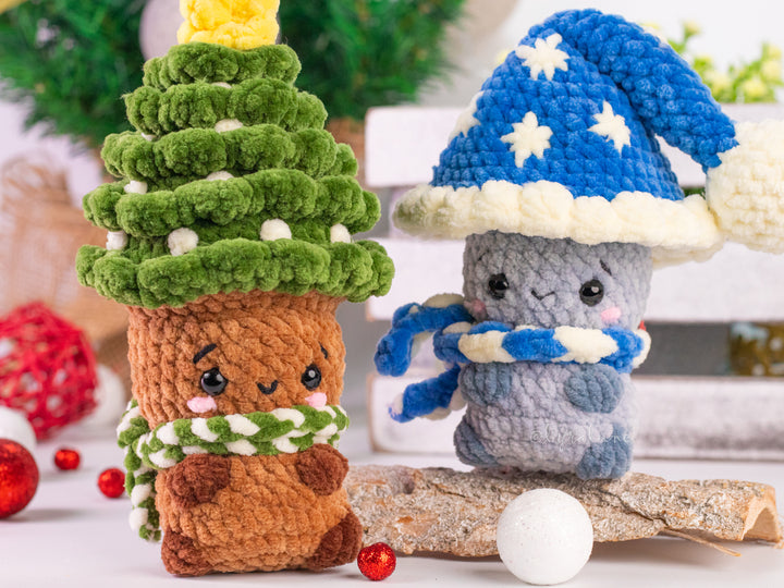 Christmas Mushrooms • PDF Easy Low Sew Amigurumi Pattern