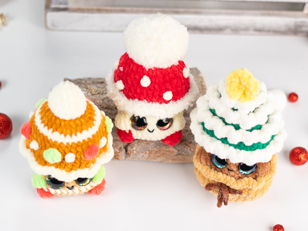 Baby Christmas Mushrooms • PDF Easy Low Sew Amigurumi Pattern