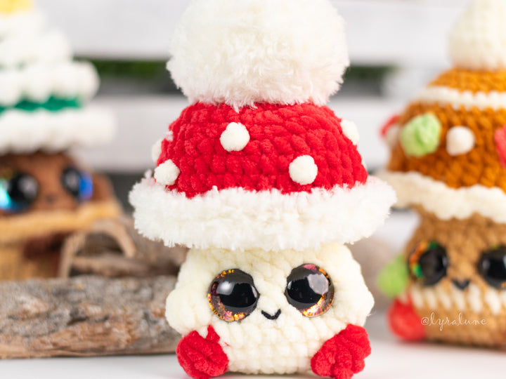 Baby Christmas Mushrooms • PDF Easy Low Sew Amigurumi Pattern