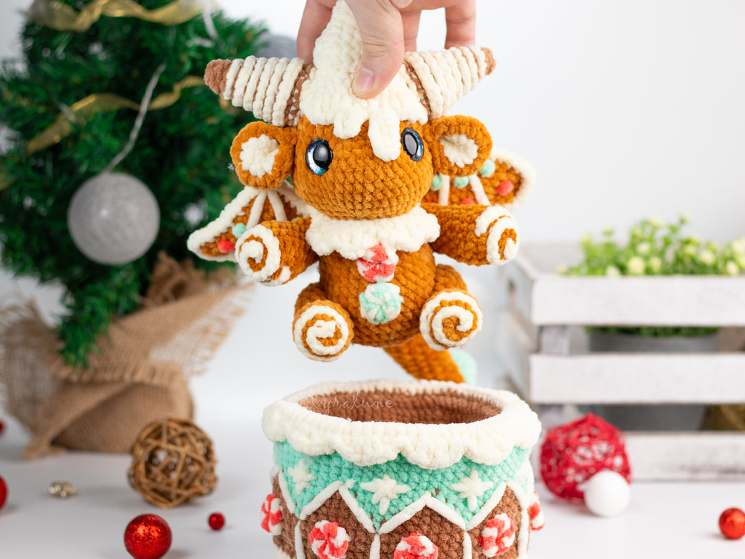 Gingerbread Dragon • PDF Easy Amigurumi Pattern