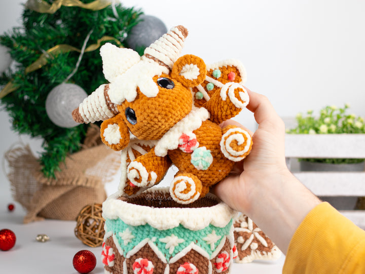 Gingerbread Dragon • PDF Easy Amigurumi Pattern