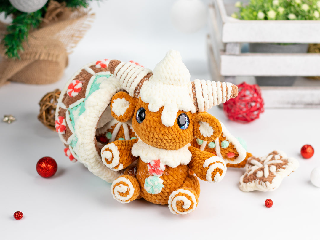 Gingerbread Dragon • PDF Easy Amigurumi Pattern