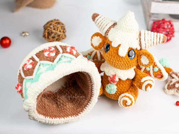 Gingerbread Dragon • PDF Easy Amigurumi Pattern