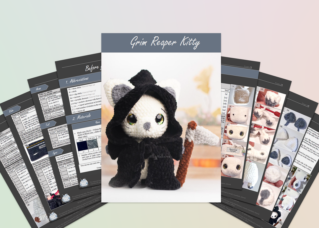 Grim Reaper Kitty • PDF Easy Amigurumi Pattern