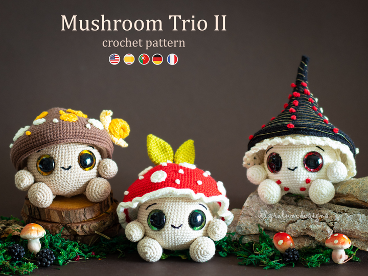 Mushroom Trio II • PDF Amigurumi Pattern