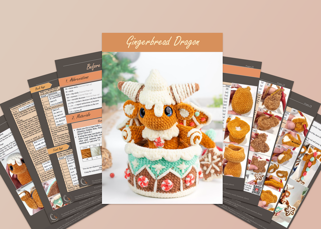 Gingerbread Dragon • PDF Easy Amigurumi Pattern