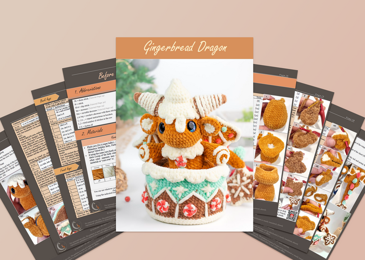 Gingerbread Dragon • PDF Easy Amigurumi Pattern