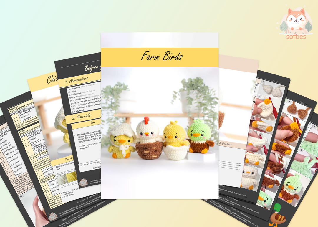 Farm Birds Bundle • PDF Easy No Sew Amigurumi Pattern