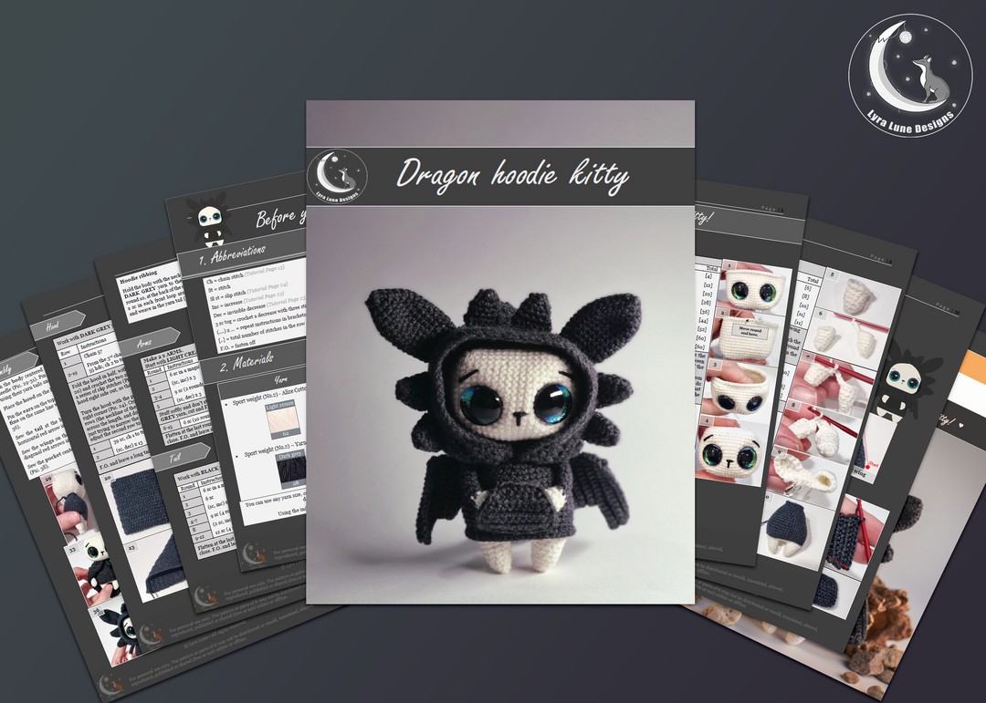 Dragon Hoodie Kitty • PDF Amigurumi Pattern