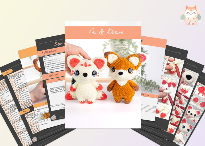 Fox and Kitsune • PDF Easy Low Sew Amigurumi Pattern