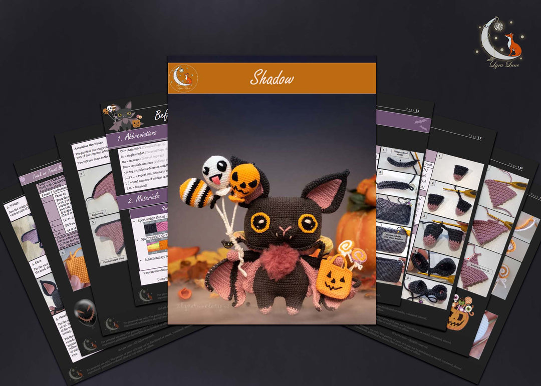 Shadow the Halloween Bat • PDF Amigurumi Pattern