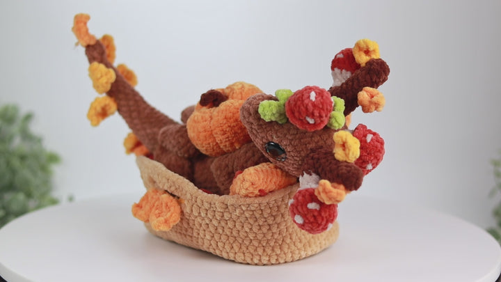 Autumn Dragon in a Basket • PDF Easy Amigurumi Pattern