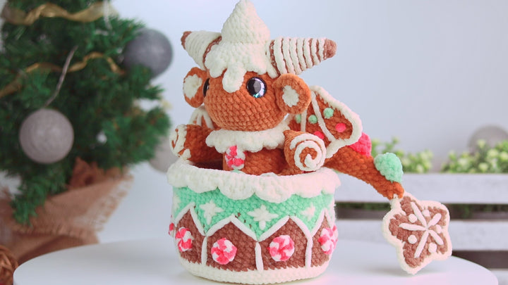 Gingerbread Dragon • PDF Easy Amigurumi Pattern