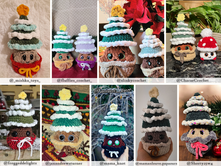 Baby Christmas Mushrooms • PDF Easy Low Sew Amigurumi Pattern