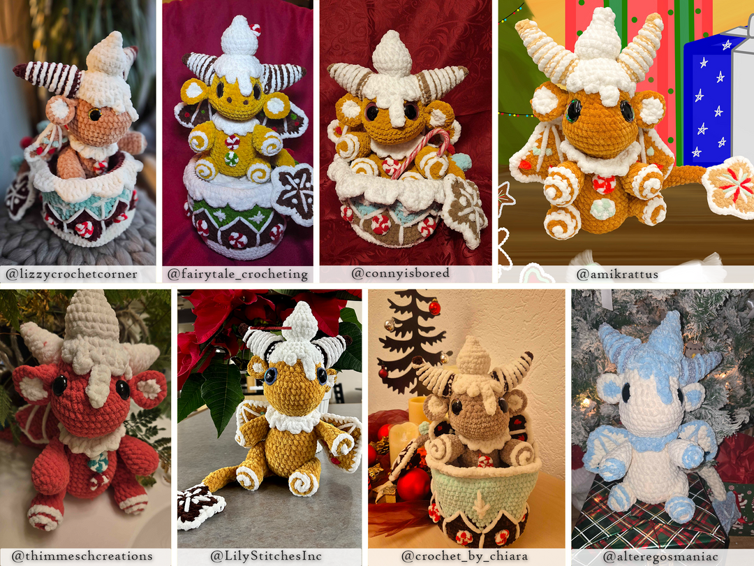 Gingerbread Dragon • PDF Easy Amigurumi Pattern