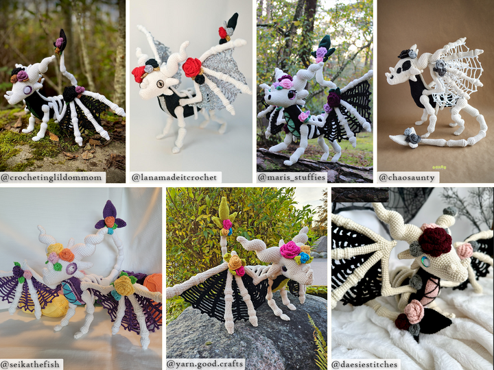 Selene the Skeletal Dragon • PDF Amigurumi Pattern