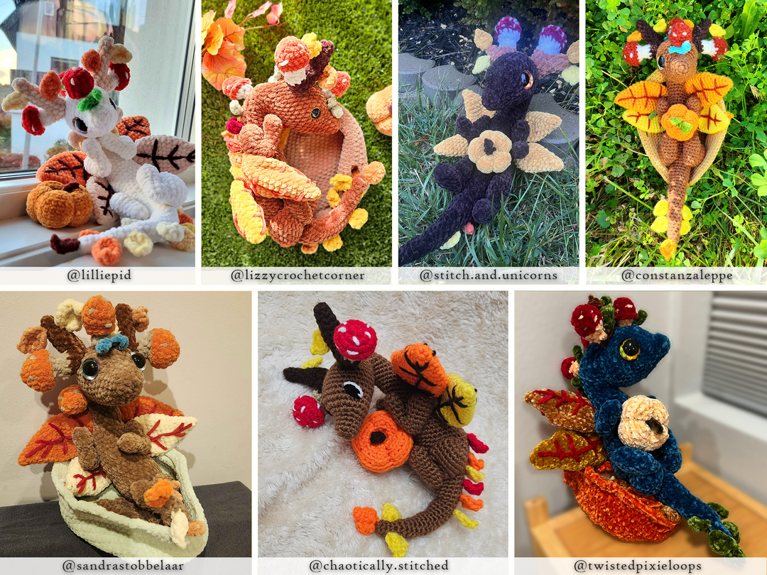 Autumn Dragon in a Basket • PDF Easy Amigurumi Pattern