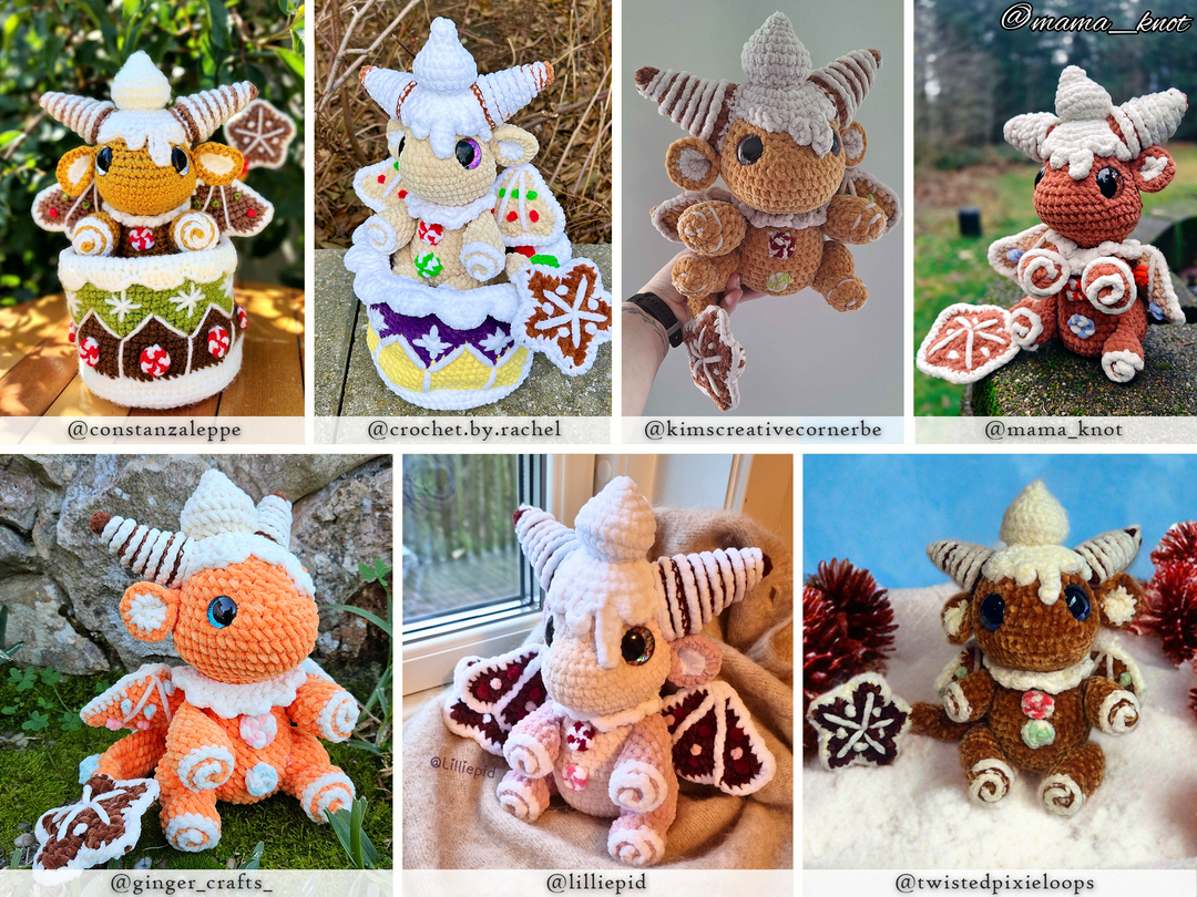 Gingerbread Dragon • PDF Easy Amigurumi Pattern